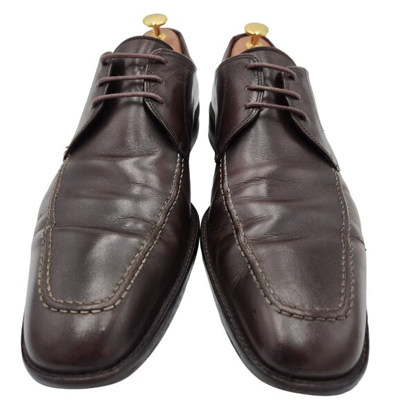 Vintage Salvatore Ferragamo Italy Men's 11 Dark Brown Leather Dress Shoes Oxford - Picture 2 of 16